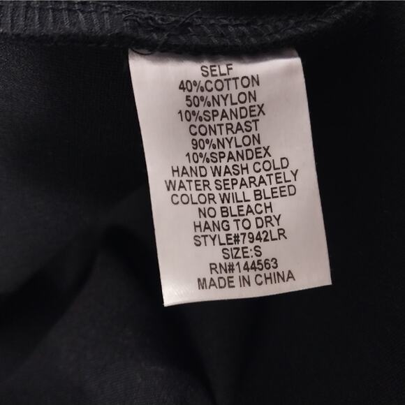 NWT! LAC BLEU! BLACK STRETCH 1 PC ROMPER, SHEER MESH BLOCKED BODICE! SZ S - Picture 10 of 11